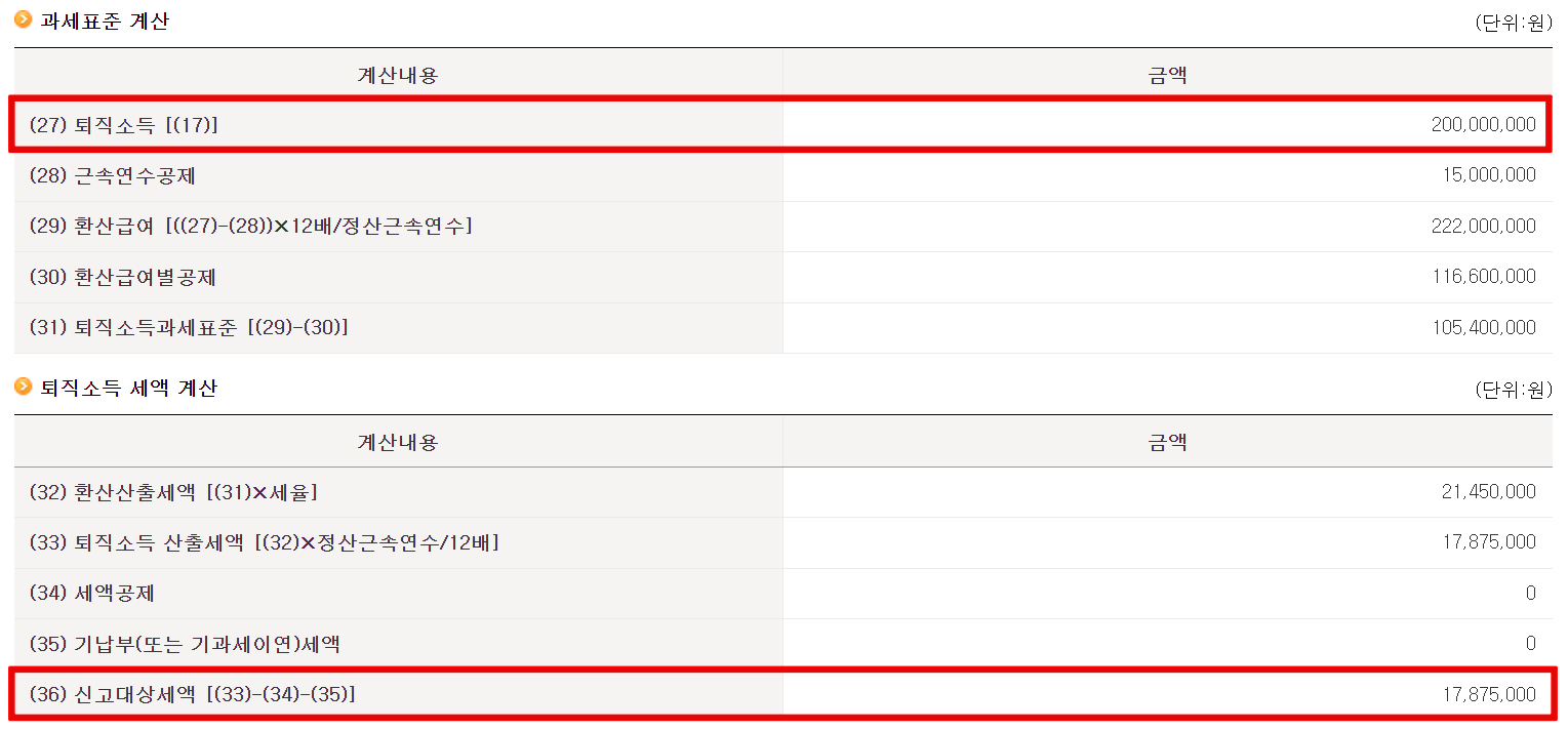 퇴직금-계산기-퇴직소득세액-자동계산-결과