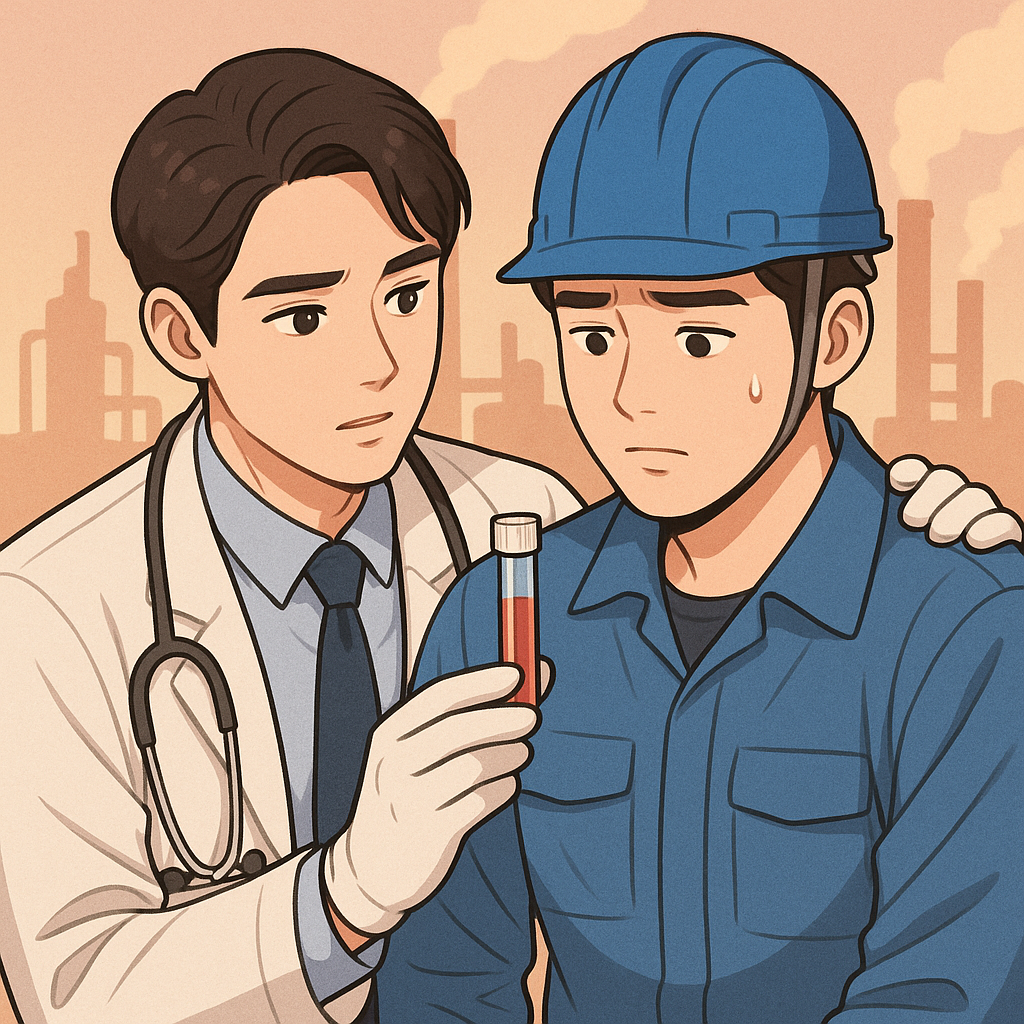 벤젠은 산업 현장에서 혈액 질환과 백혈병을 유발할 수 있어 정기 건강진단과 예방 조치를 통해 철저히 관리해야 한다.