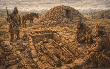 알타이 산맥 초원 지역에 조성된 고대 전사 계급의 무덤