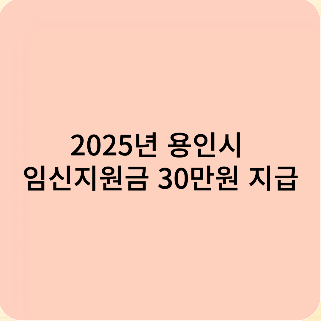 2025년 용인시 임신지원금 30만원 지급