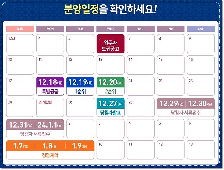 분양 날짜 및 당첨자발표일