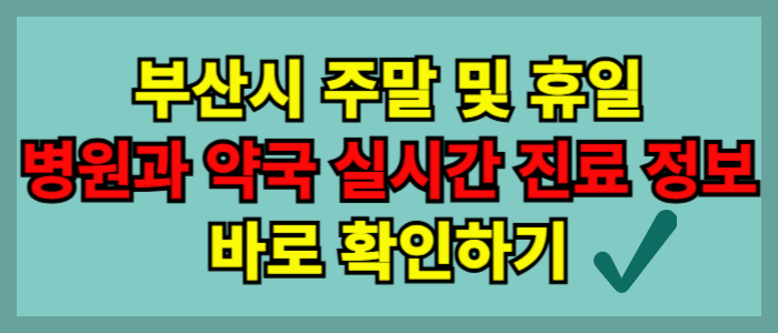 부산시 주말 휴일 병원과 약국 실시간 정보 가장 빠르게 확인 방법
