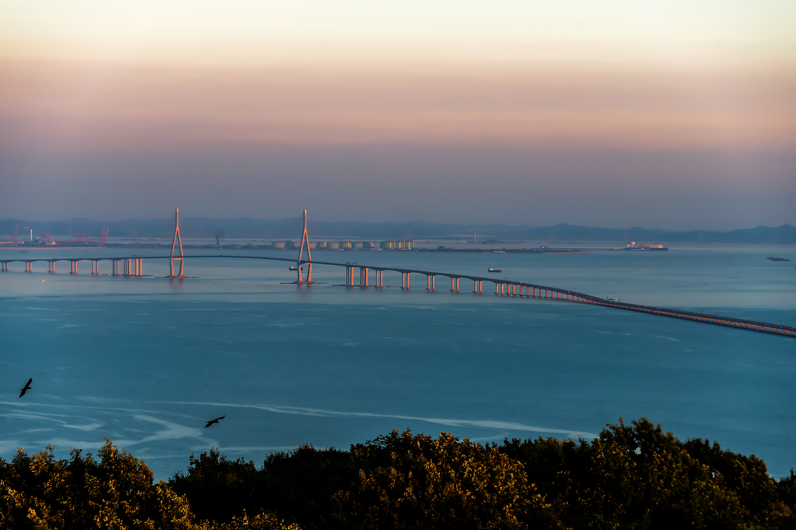 백운산 헬기장에서 바라본 인천대교의 모습입니다.