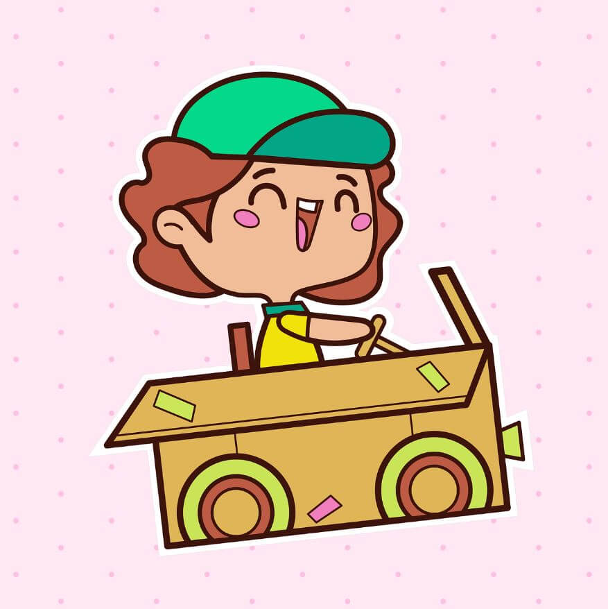 초록색모자-어린이-자동차-장난감