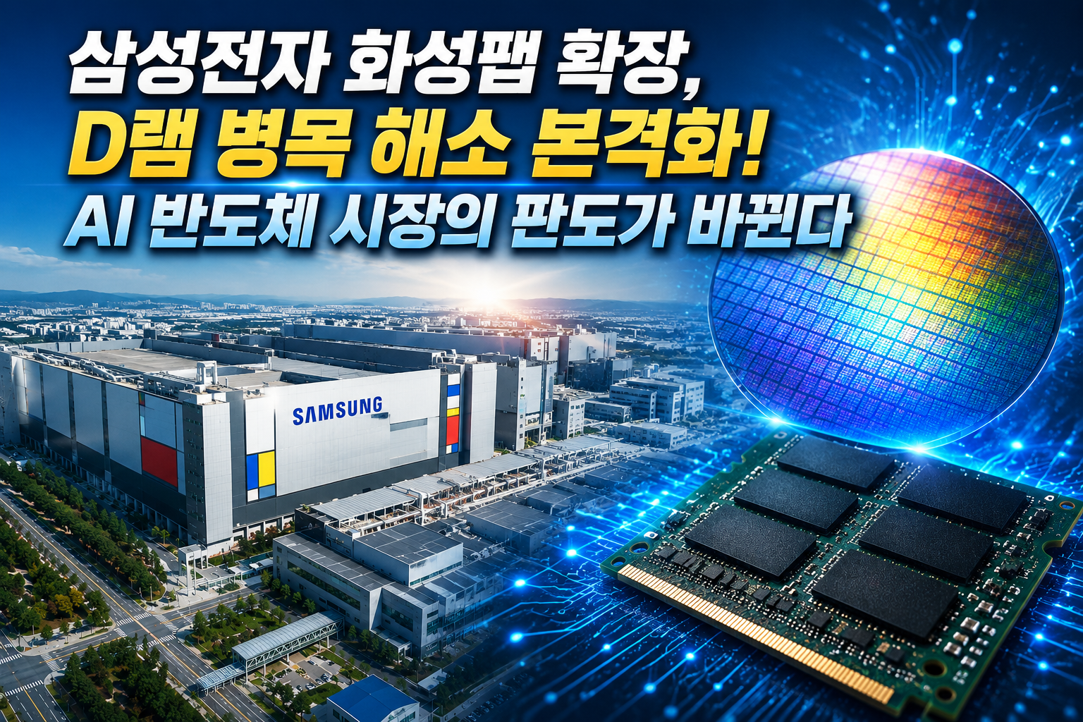 삼성전자 화성팹 확장, D램 병목 해소 본격화! AI 반도체 시장의 판도가 바뀐다 관련 사진
