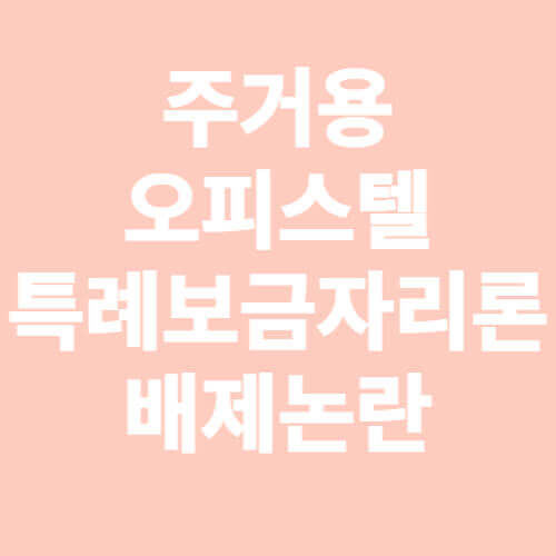 주거용 오피스텔 특례보금자릴론 배제논란-표