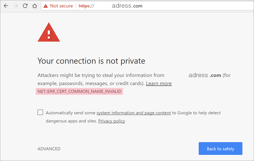 NET ERR_CERT_COMMON_NAME_INVALID