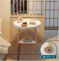 미노스토리 다용도 원형 협탁 사이드 테이블(원목 다리100%)