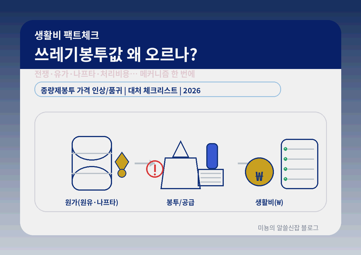 전쟁 여파로 쓰레기봉투값이 오른다? - 종량제 봉투 가격이 오르는 3가지 경로(원가&middot;처리비&middot;유통)
