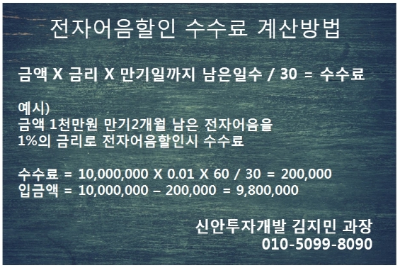 전자어음할인 수수료 계산방법