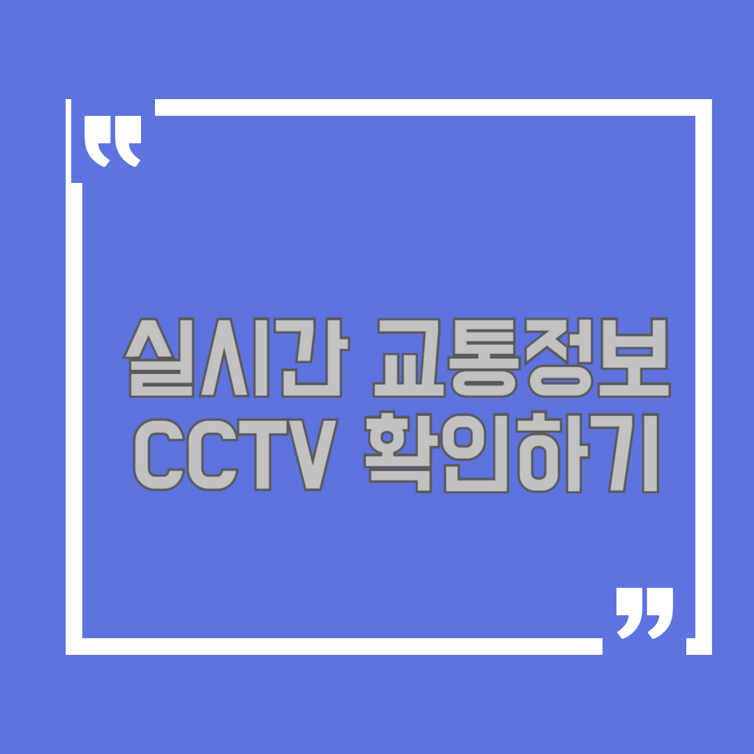 실시간 교통정보 CCTV 확인하기