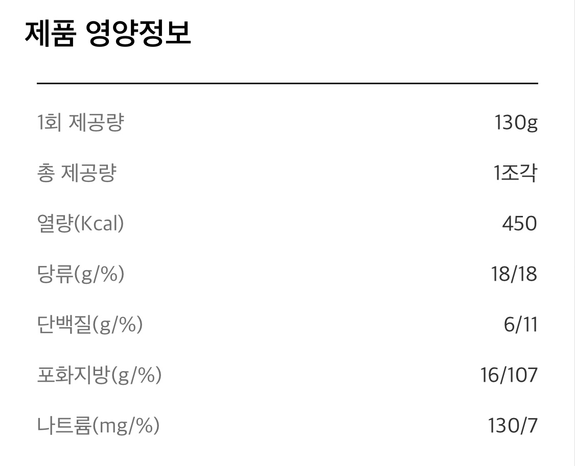 투썸 그뤼에르치즈무스 케이크 영양정보