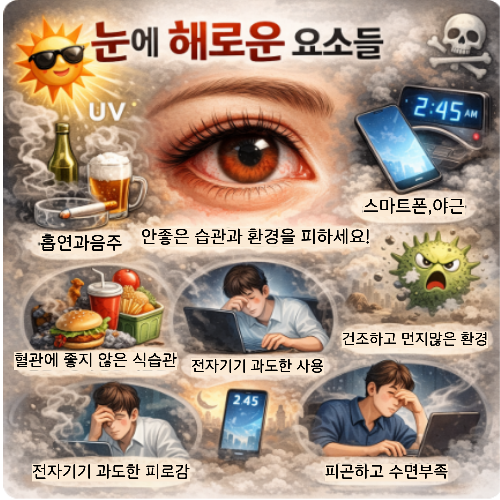 눈건강에 해로운 일들에 관한 사진