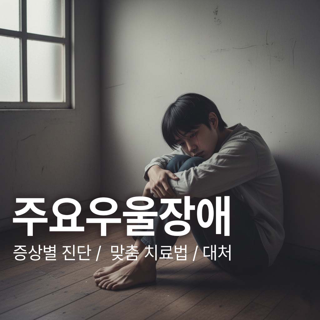 주요우울장애로 인해 빈 방에서 앉아 울고 있는 한국인 청소년