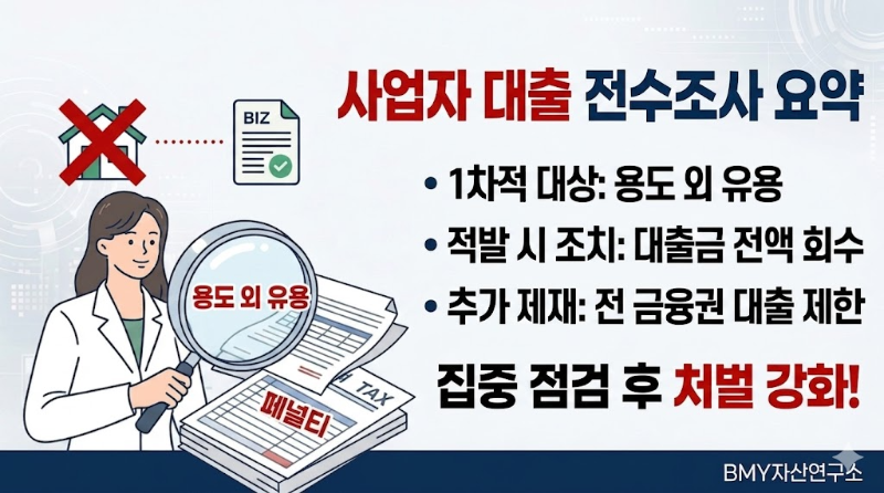 사업자 대출 전면 점검 전 금융권 대출 금지 페널티 돋보기 심사 2026 Loan Regulation Business Loan Audit Penalty BMY Asset Lab