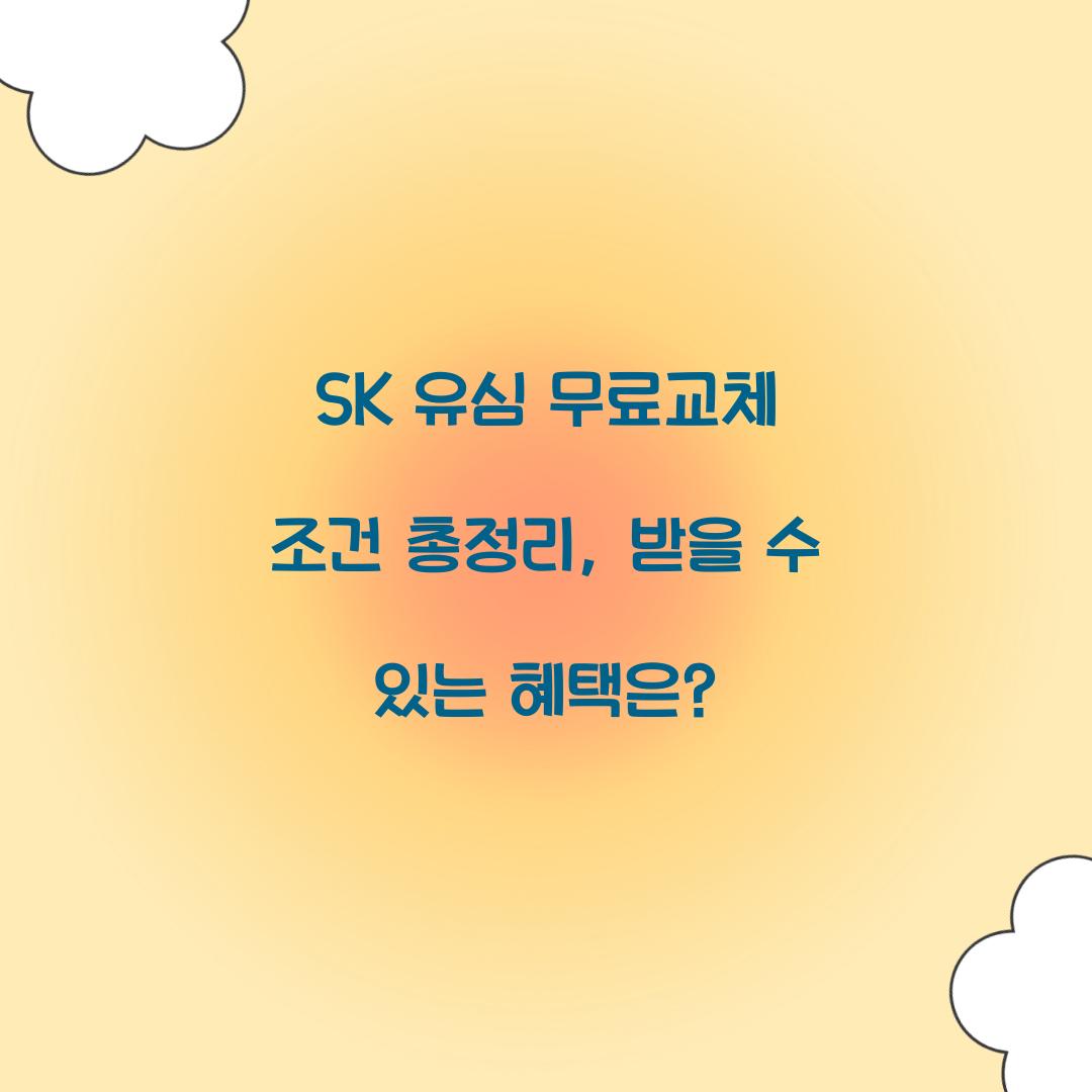 SK 유심 무료교체 조건 총정리: 누가 받을 수 있을까?