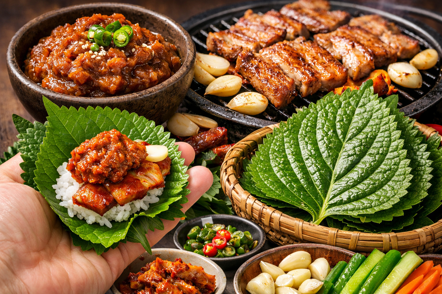 깻잎과 된장