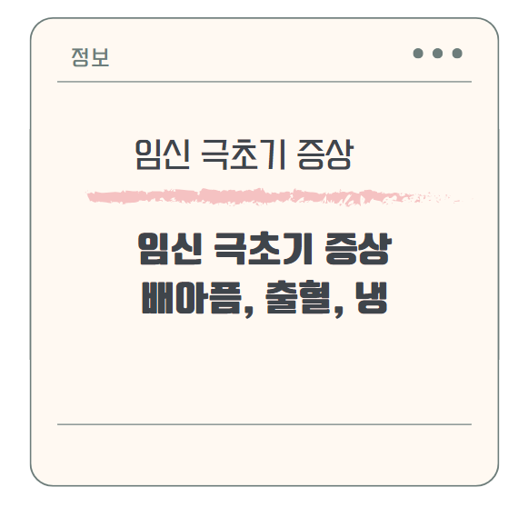 임신 초기에 나타나는 여러가지 증상들 (배아픔, 출혈, 냉) 에 대한 궁금증 해결하기
