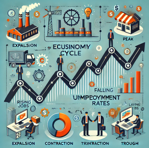 직장을 잃으면 경기에 어떤 영향을 미치는지를 표현한 사진