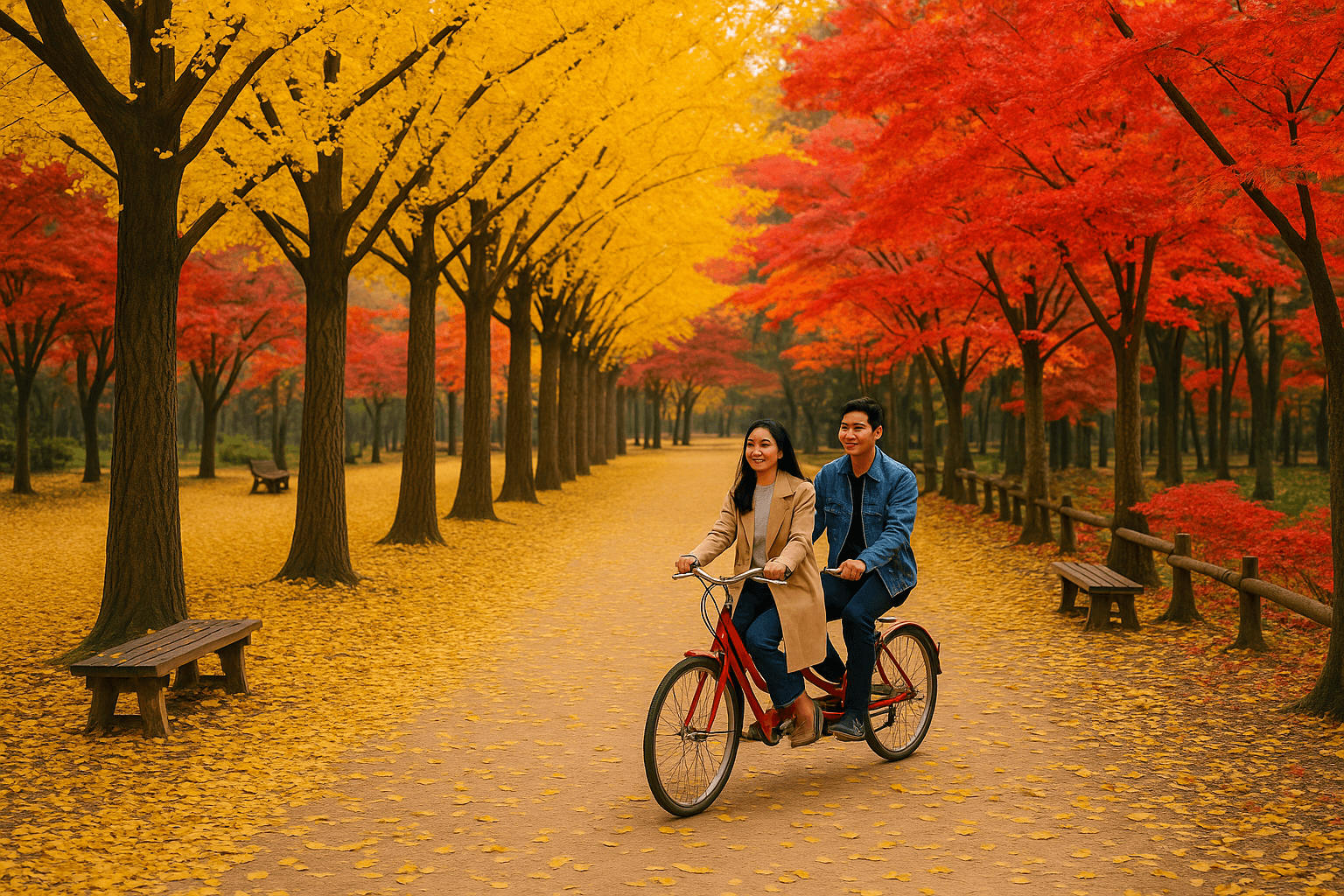 9월 남이섬의 가을, 단풍과 은행잎이 만든 로맨틱 여행지