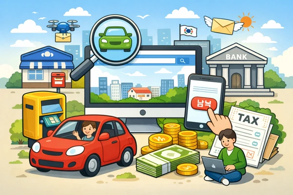 자동차세 납부 절차 일러스트