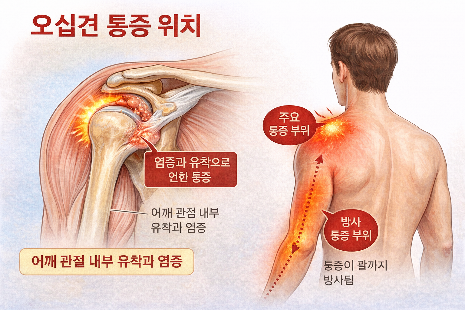 오십견 통증 위치