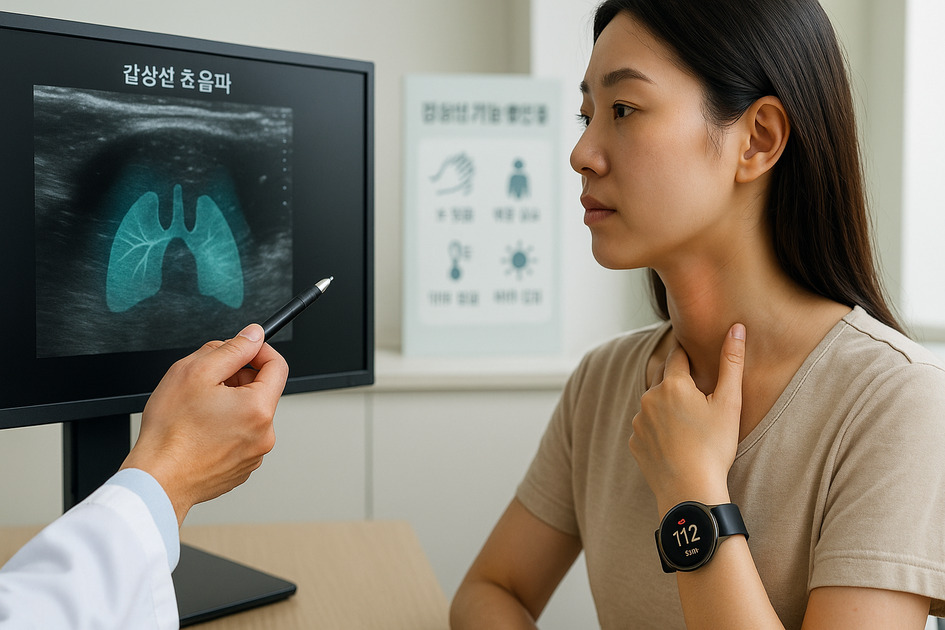 갑상선 기능 항진증 검사 받은 여성 이미지