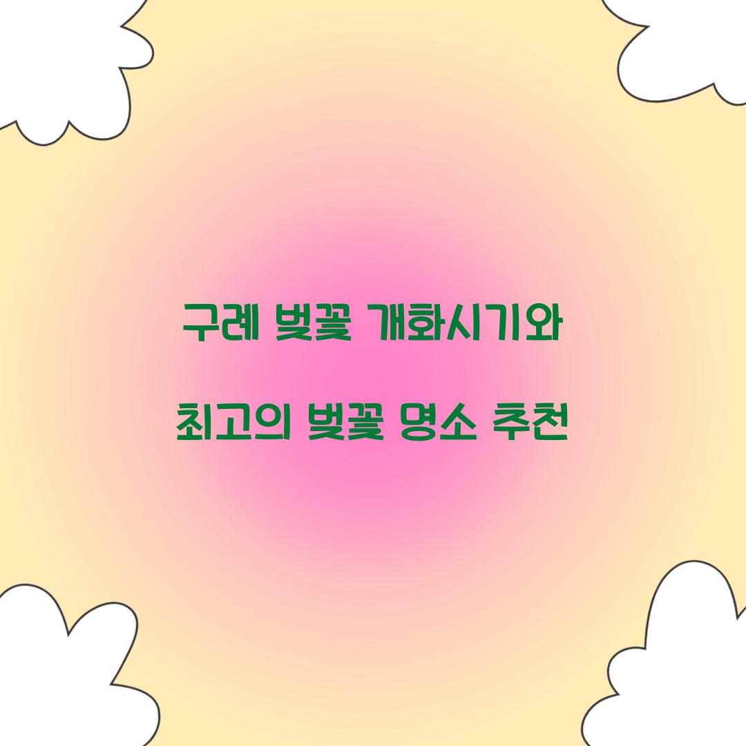 구례 벚꽃 개화시기