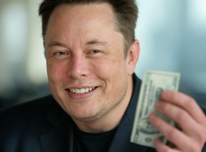 달러를 쥐고 웃는 일론 머스크