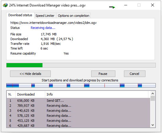 인터넷 다운로드 매니저 (IDM) 화면 모습