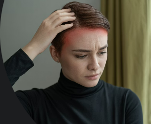 두피가 붉은 여성 사진