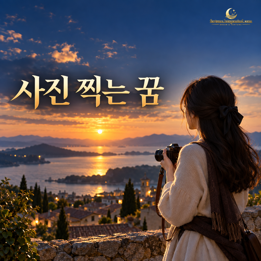 사진 찍는 꿈 해몽 제목과 카메라를 든 인물