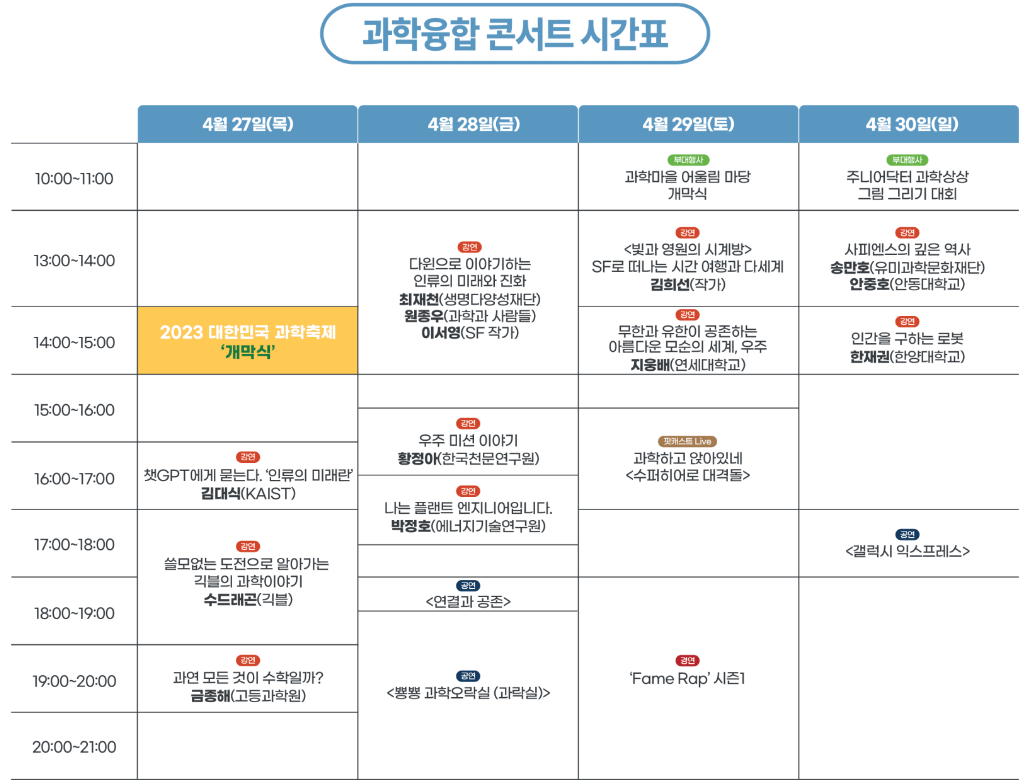 과학축제 프로그램