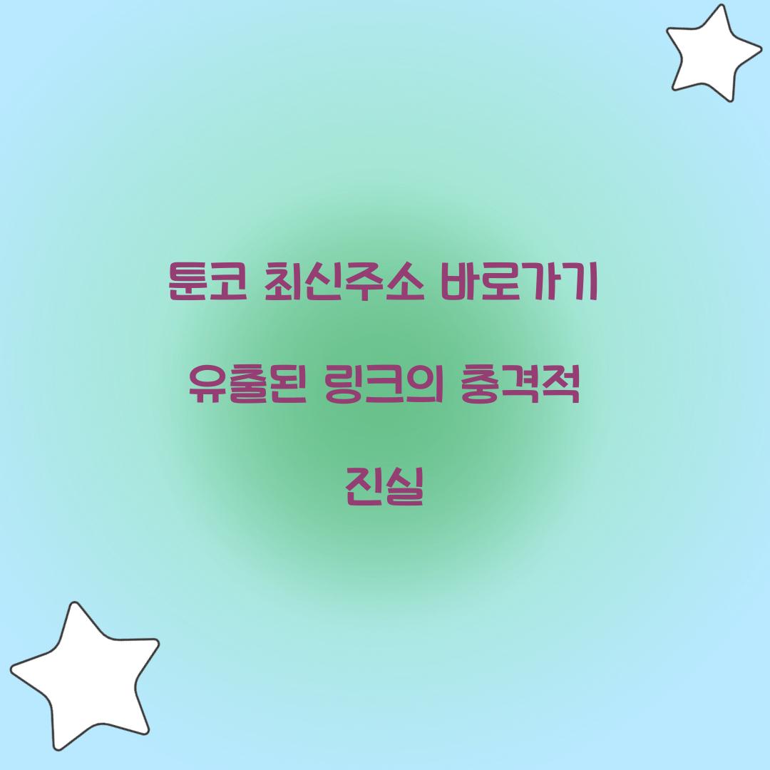 툰코 최신주소 바로가기 유출된 링크의 충격적 진실