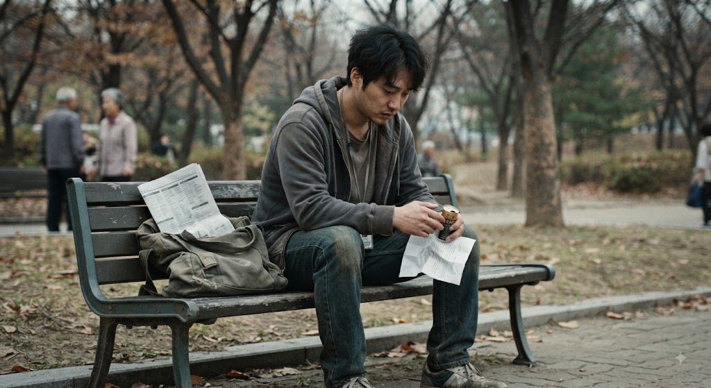 실직한 근로자가 취업하지 못하는 모습