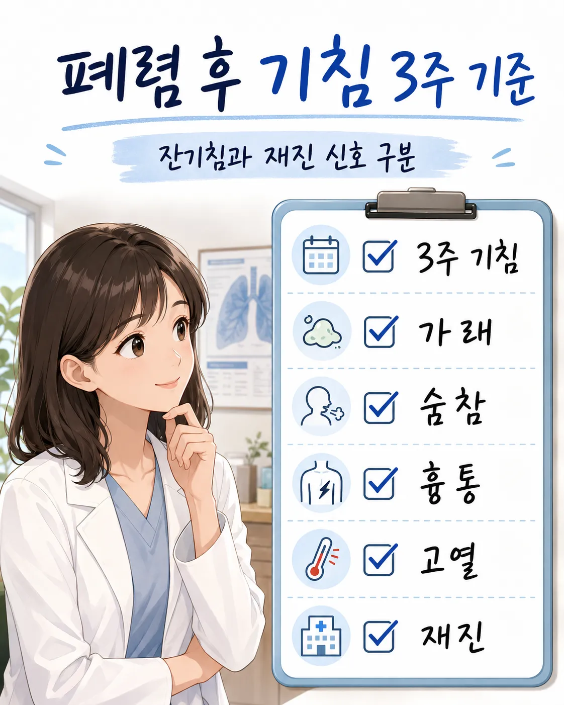폐렴 후 기침 3주 기준