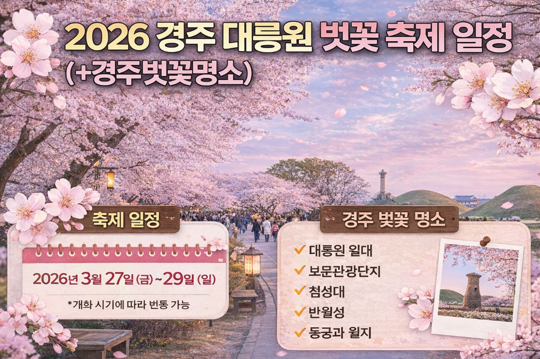 2026 경주 대릉원 벚꽃축제 일정 벚꽃명소 총정리