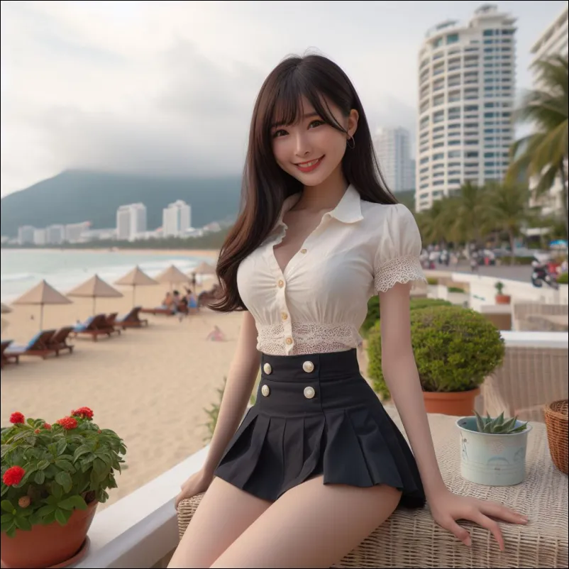 베트남 나트랑에서 셀카 찍고 있는 여행자