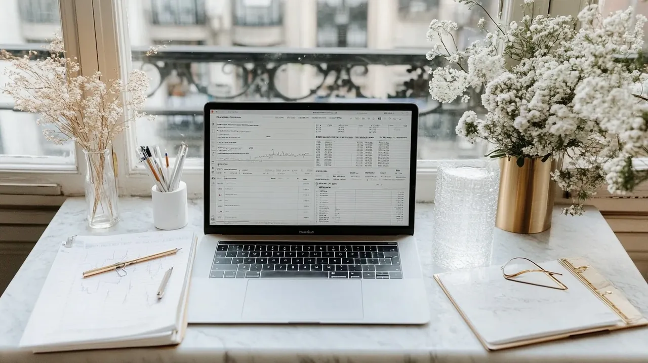 ETF 매매가 가능한 노트북과 정기 포트폴리오 리밸런싱 체크리스트, 목표 자산배분 관리를 강조하며, ETF 투자, 포트폴리오 점검, 자산관리, 실행 체크리스트 관련 LSI 키워드 활용