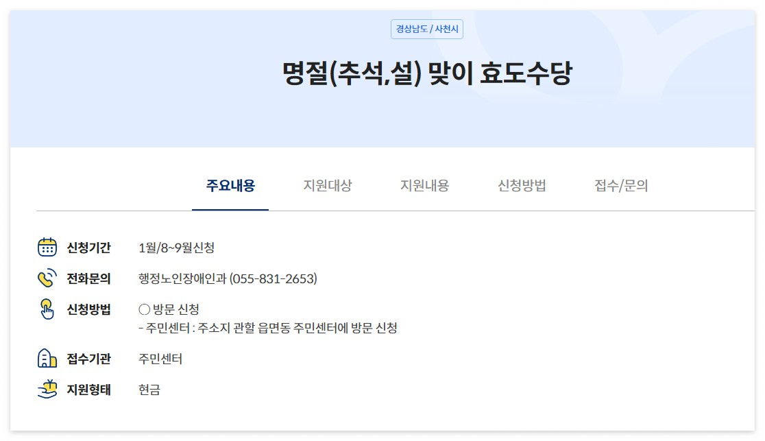 명절지원금 명절위로금