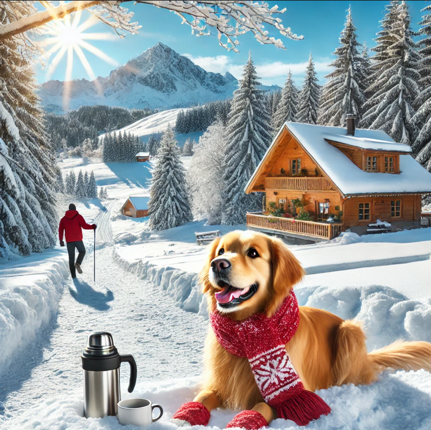 눈내린 겨울 강아지와 함께하는 여행