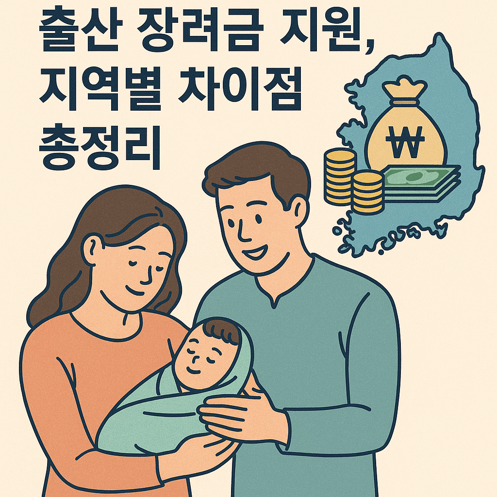 출산 장려금 지원 지역별 비교 포스터 이미지