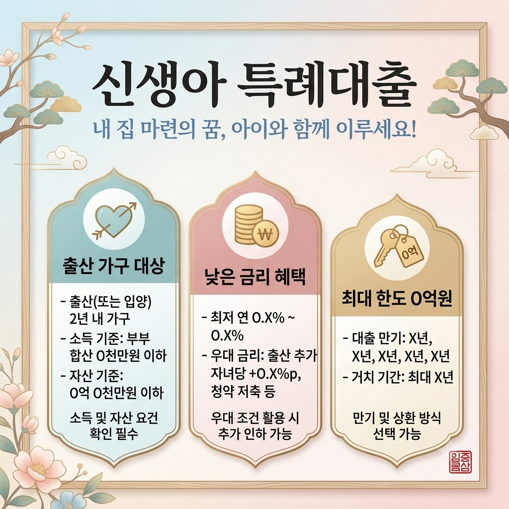 신생아 특례대출 조건 출산시점 대출 한도 금리 이자 한 눈에 보기