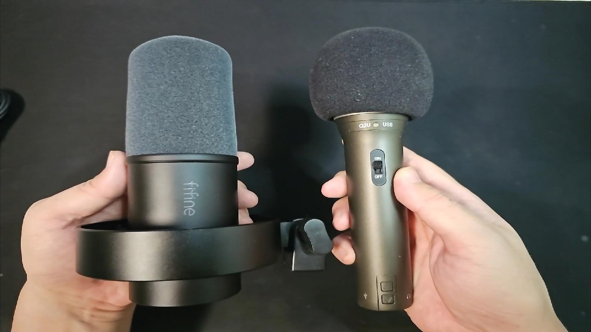fifine K688 마이크와 Samson q2u 마이크 성능 비교 사진