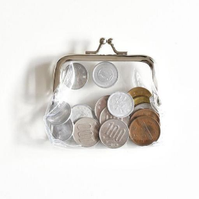 투명한 파우치안에 동전들이 들어가 있다.