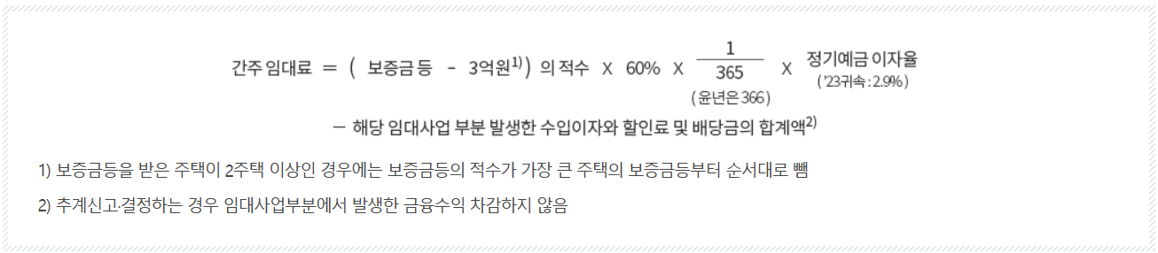 보증금 간주임대료 계산방법