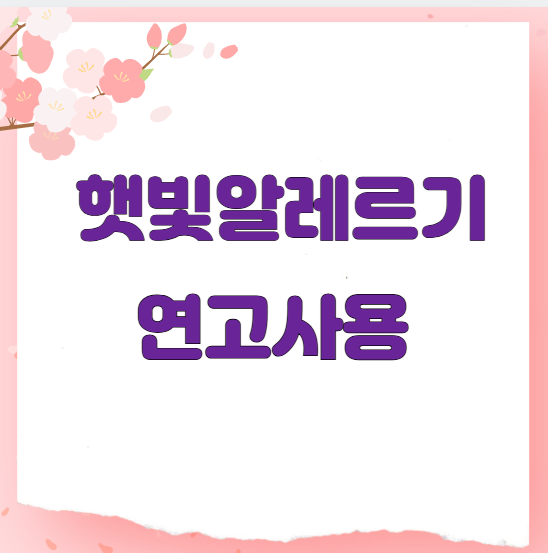 햇빛알레르기 연고사용