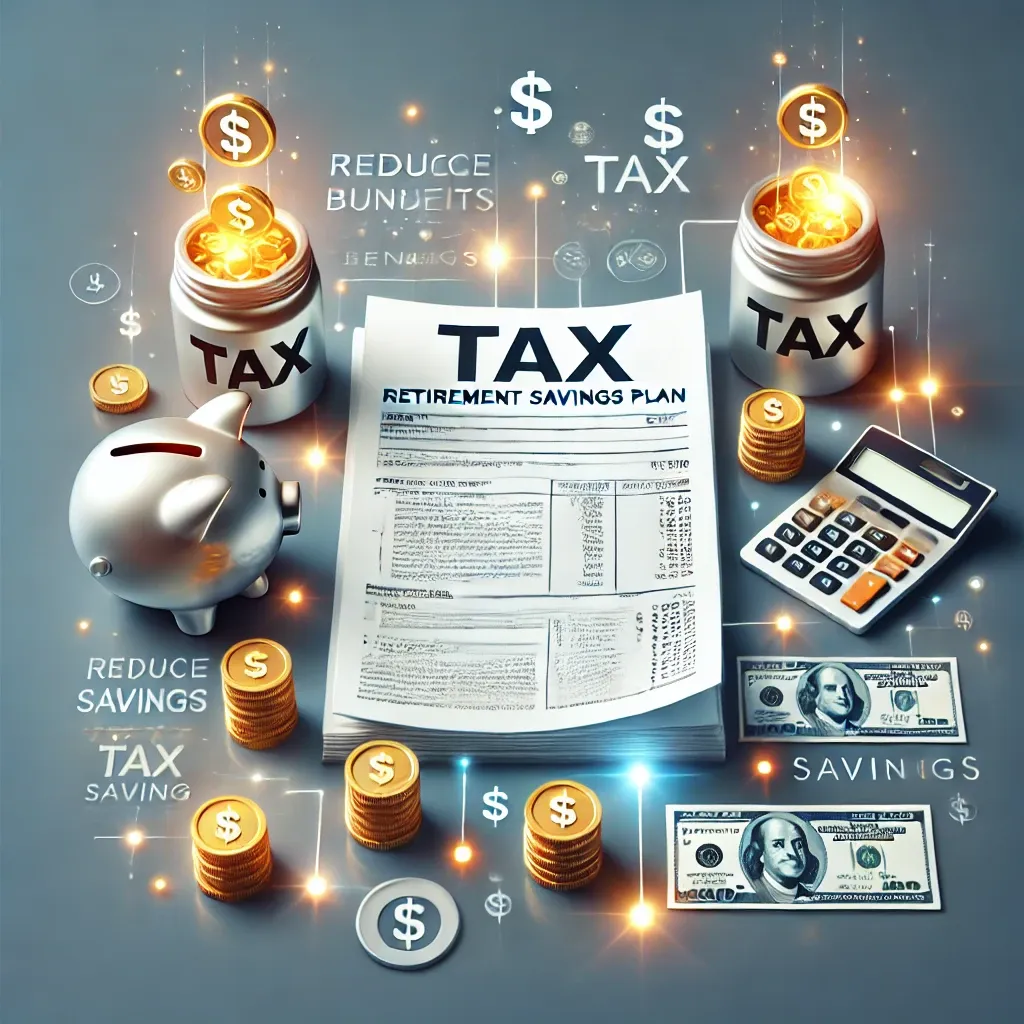 연금저축의 세금 혜택을 강조하는 세금 서류와 저금 항아리&amp;#44; 동전