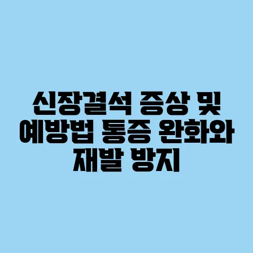 신장결석 증상 및 예방법 통증 완화와 재발 방지