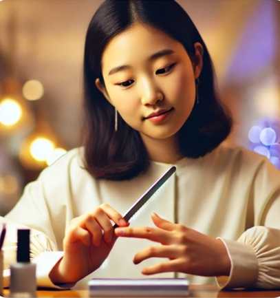 손톱관리하는 여자